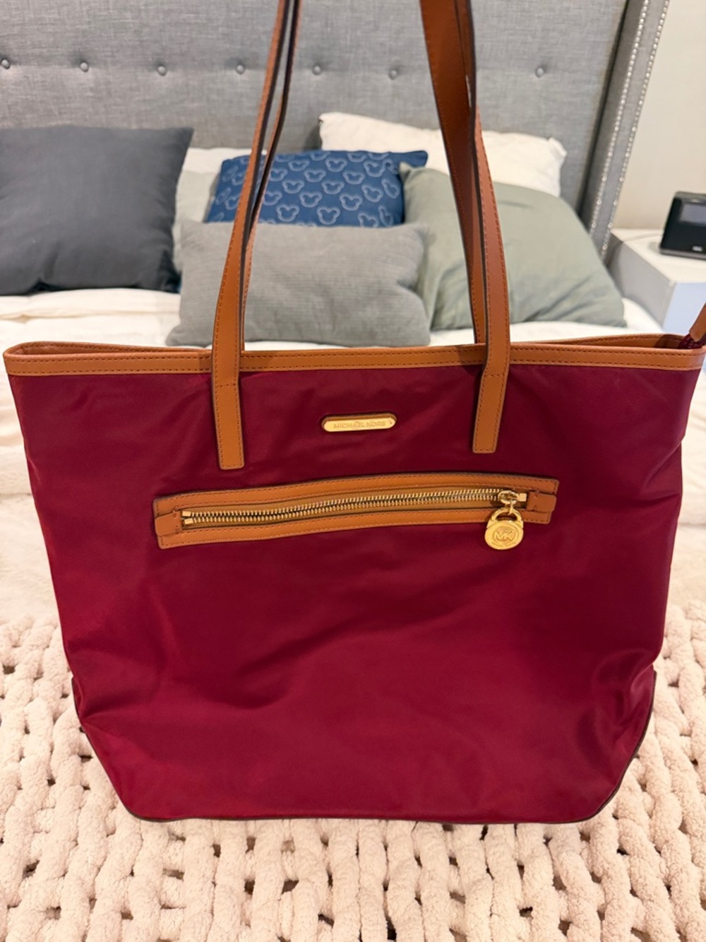 Michael Kors Nylon Kempton Tote Bag Burgundy
